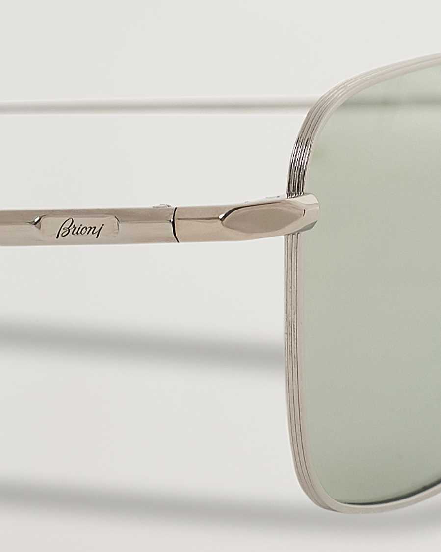 Herren | Brioni BR0101S Sunglasses Silver/Green | Brioni | BR0101S Sunglasses Silver/Green