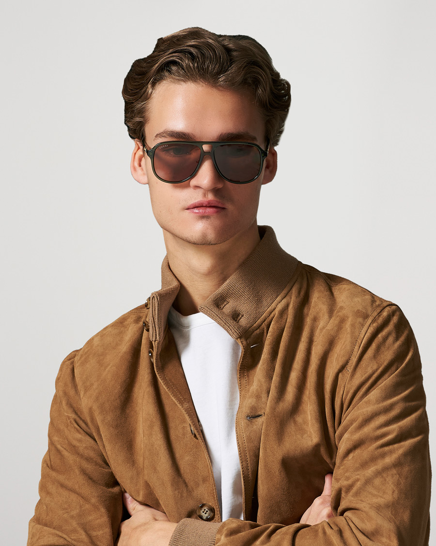 Herren | Pilotenbrillen | Gucci | GG1156S Sunglasses Green/Brown