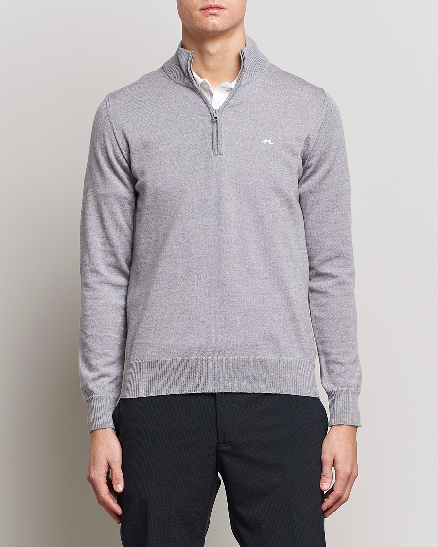 Herren | Half-zip | J.Lindeberg | Kian Tour Merino Half Zip Grey Melange