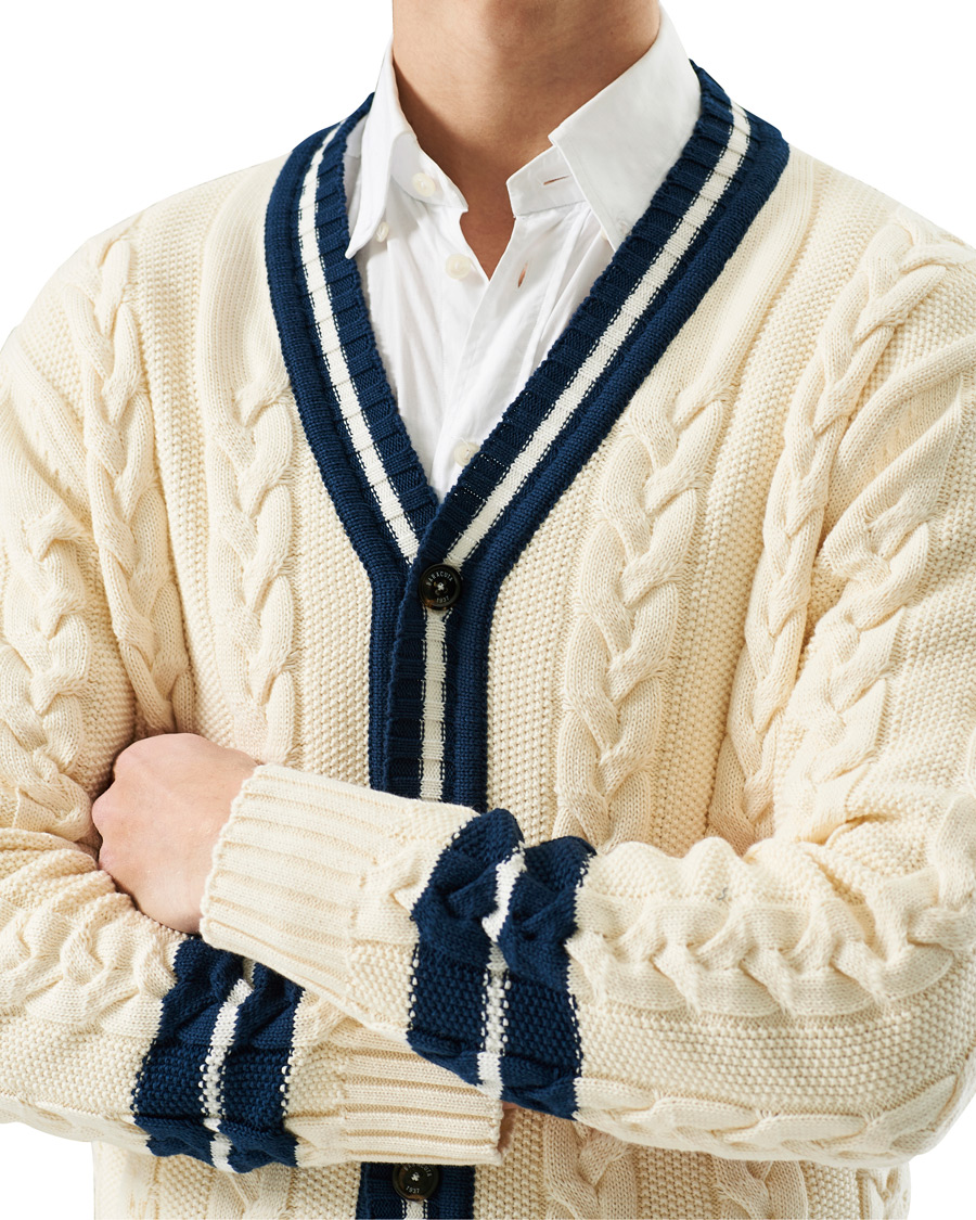 Herren | Pullover | Baracuta | Cotton Cable Cardigan Off White