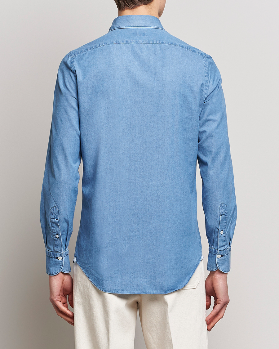 Herren | Hemden | Finamore Napoli | Milano Slim Denim Shirt Light Indigo