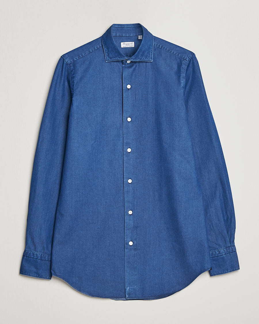Herren | Hemden | Finamore Napoli | Milano Slim Denim Shirt Dark Indigo