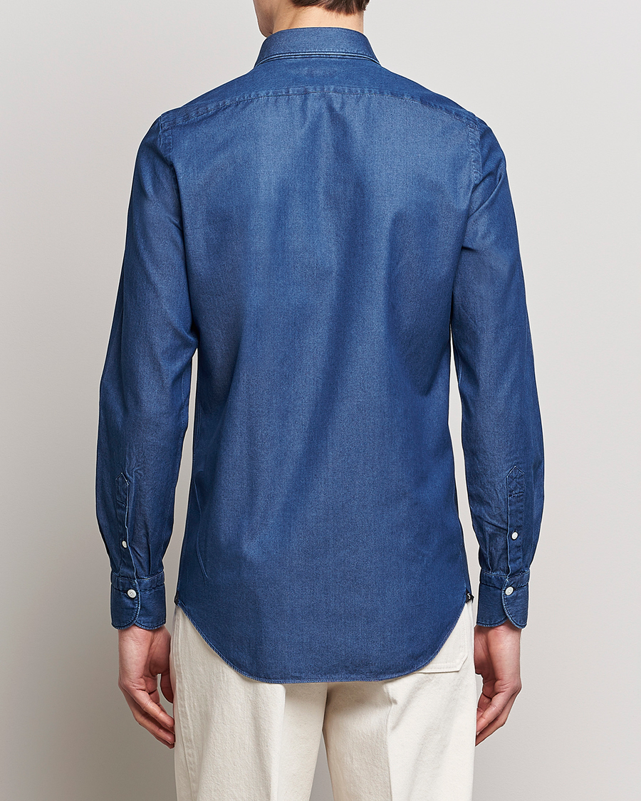 Herren | Hemden | Finamore Napoli | Milano Slim Denim Shirt Dark Indigo