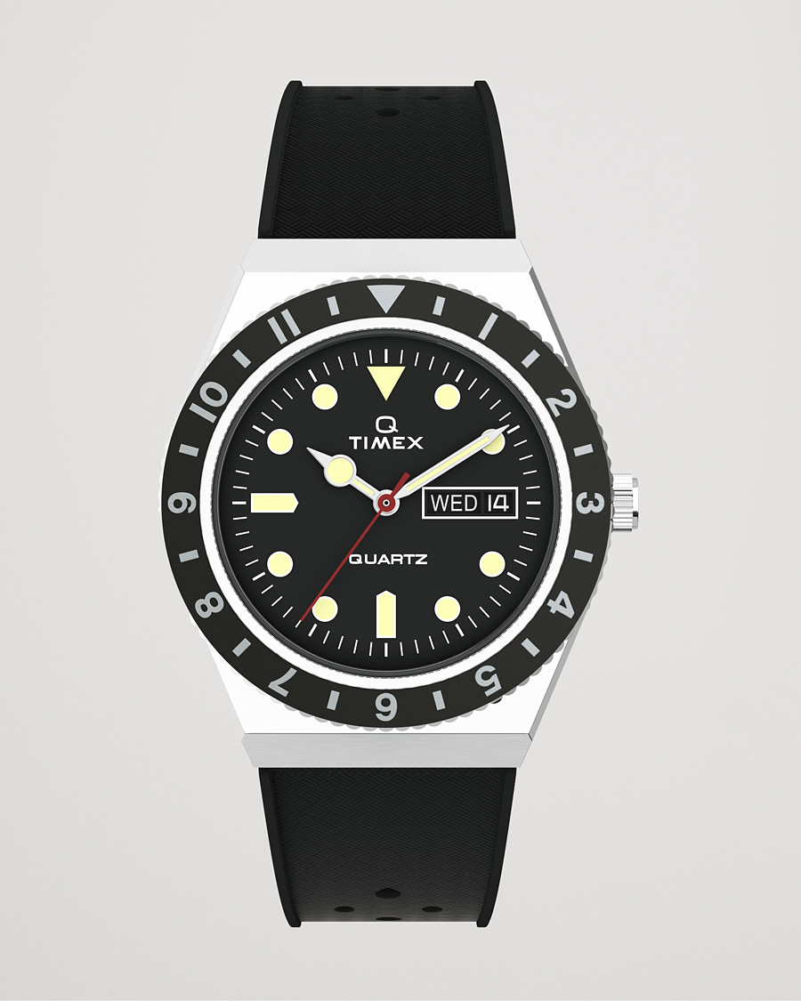 Herren | Timex Q Diver 38mm Rubber Strap Black | Timex | Q Diver 38mm Rubber Strap Black