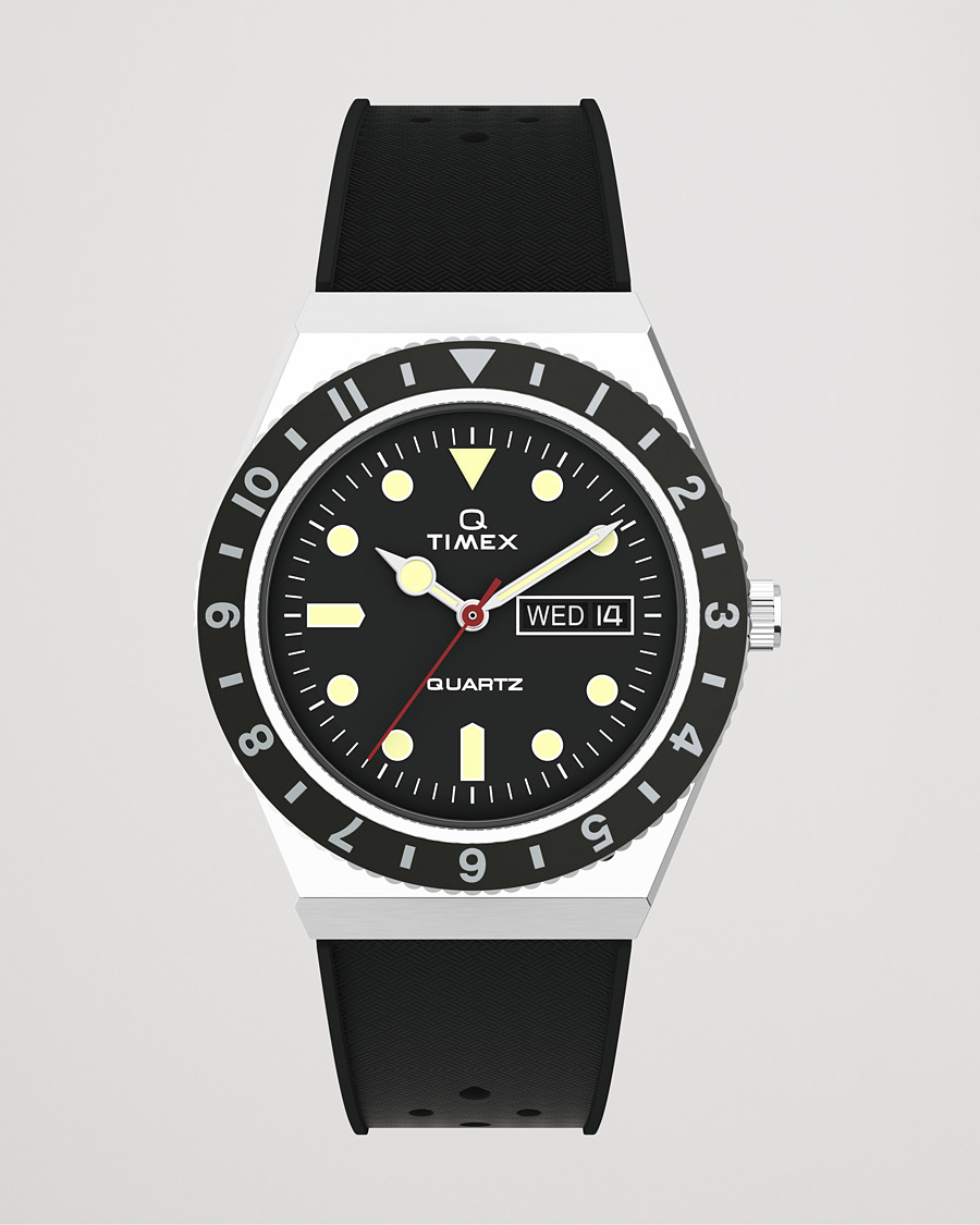 Herren | Timex Q Diver 38mm Rubber Strap Black | Timex | Q Diver 38mm Rubber Strap Black