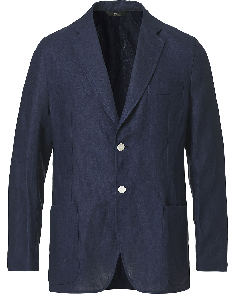 Herren | Sakkos | Brioni | Deconstructed Linen Patch Pocket Blazer Navy