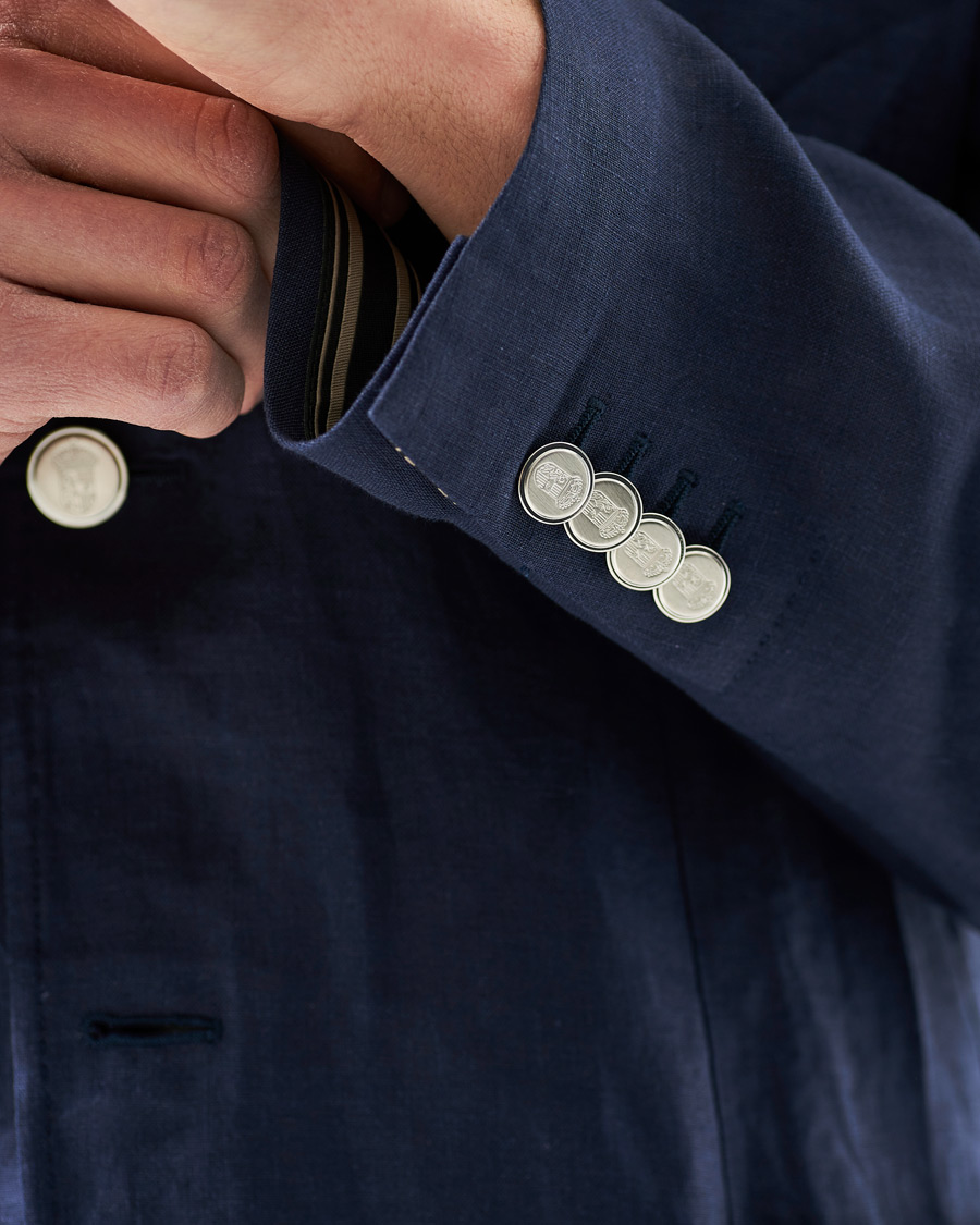 Herren | Sakkos | Brioni | Deconstructed Linen Patch Pocket Blazer Navy