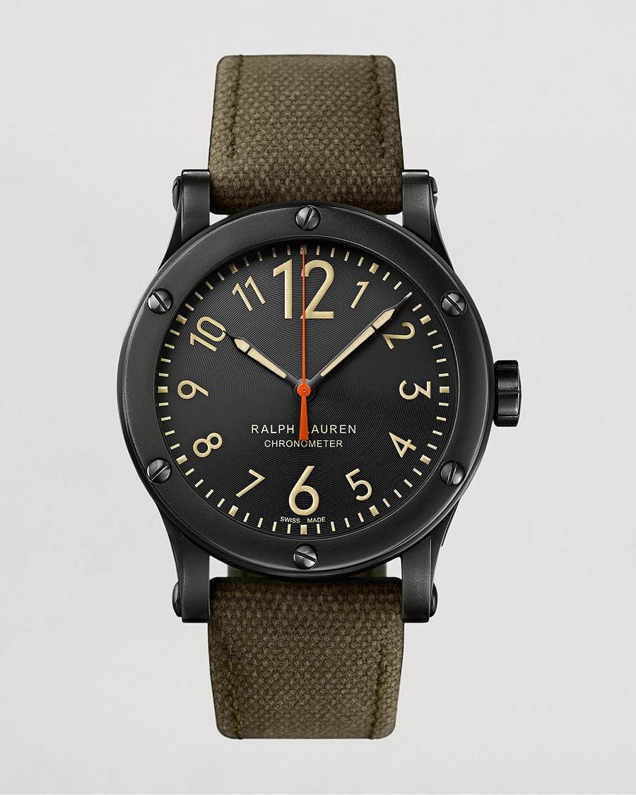 Herren | Fine watches | Polo Ralph Lauren | 45mm Safari Chronometer Black Steel/Canvas Strap