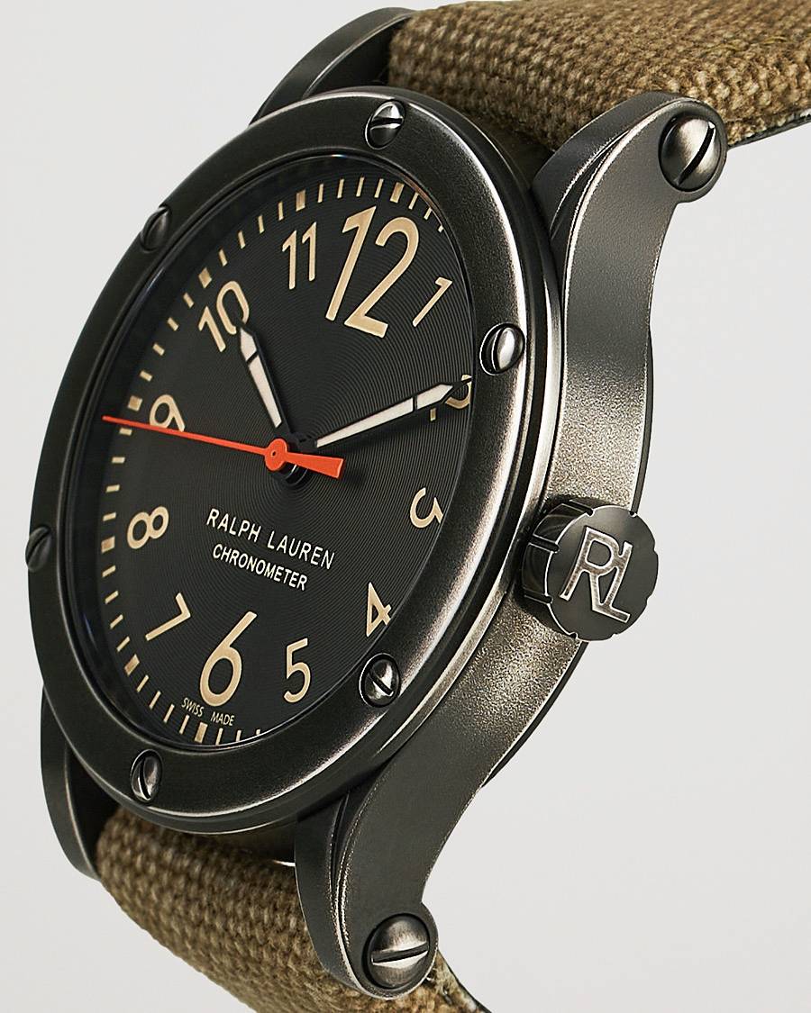 Herr | Klockor | Polo Ralph Lauren | 45mm Safari Chronometer Black Steel/Canvas Strap