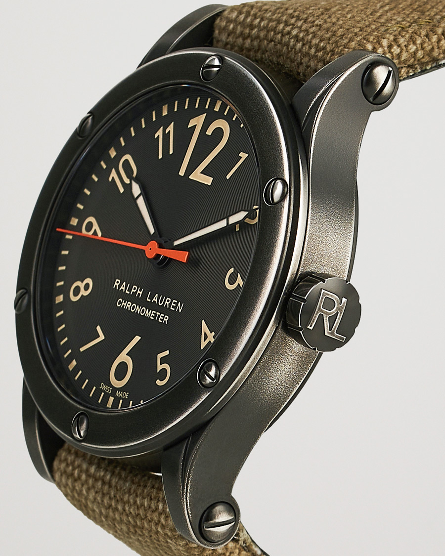Herren | Polo Ralph Lauren 39mm Safari Chronometer Black Steel/Canvas Strap | Polo Ralph Lauren | 39mm Safari Chronometer Black Steel/Canvas Strap