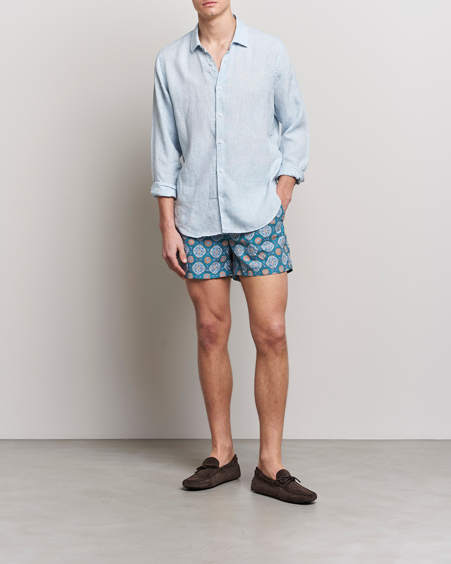 Herren | Badehosen | Ripa Ripa | Maestrale Printed Swimshorts Green/Blue