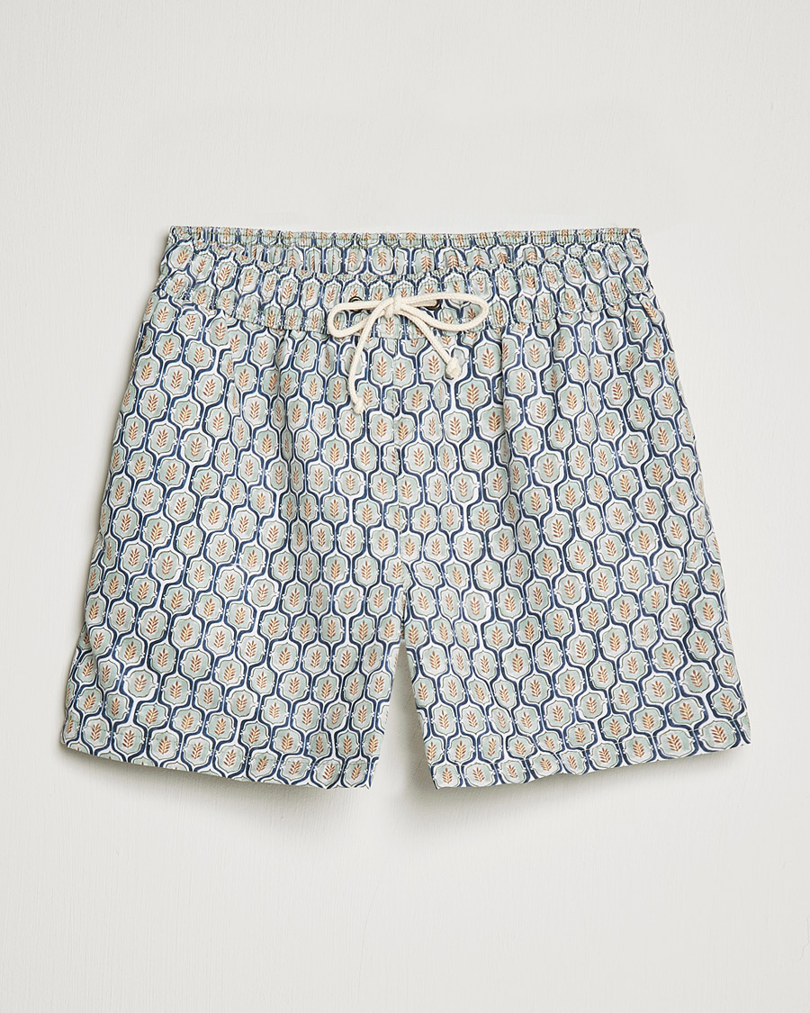Herren | Badehosen | Ripa Ripa | Leaf Printed Swimshorts Light Green