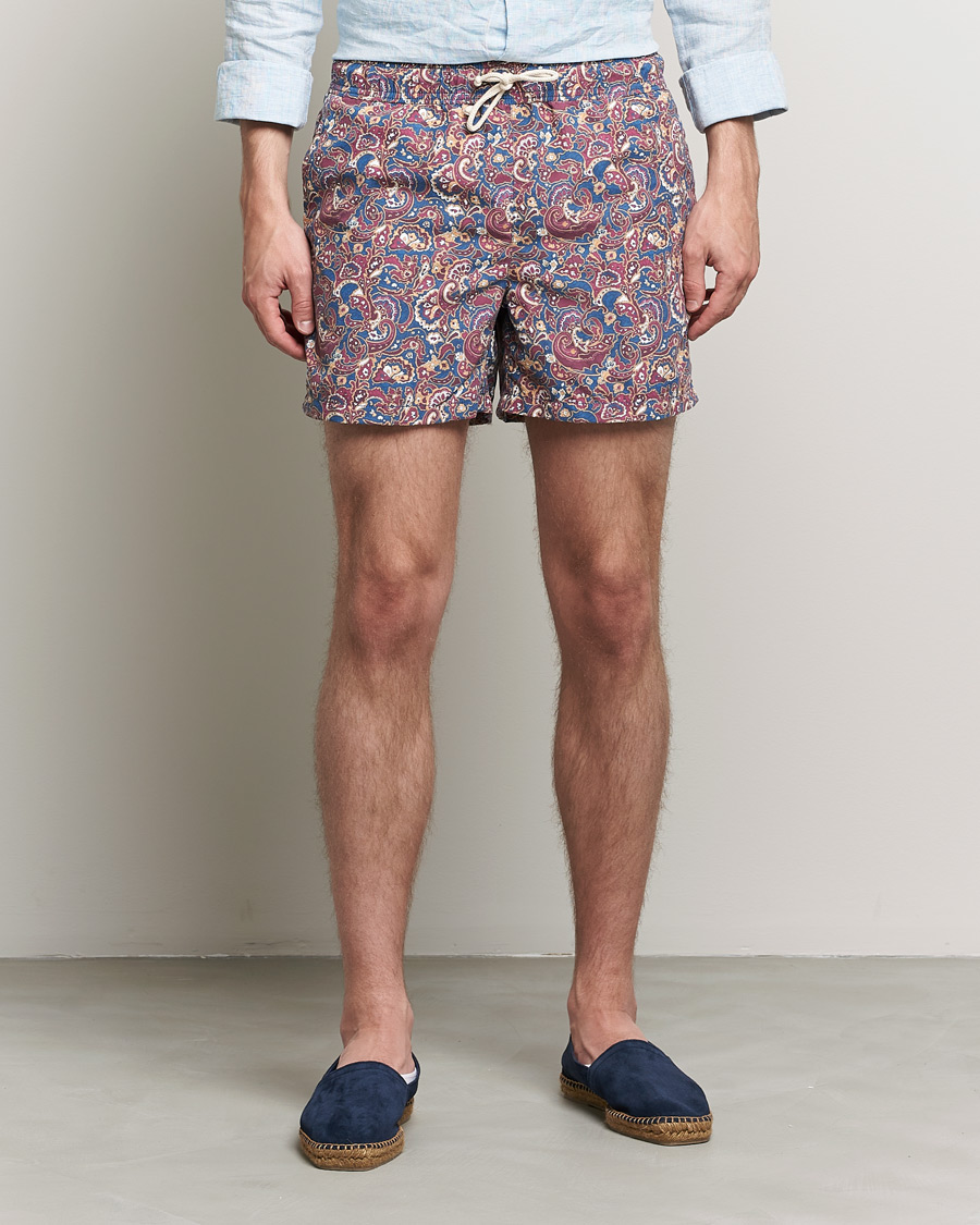 Herren | Italian Department | Ripa Ripa | Mediterraneo Printed Swimshorts Petrol/Bordeaux