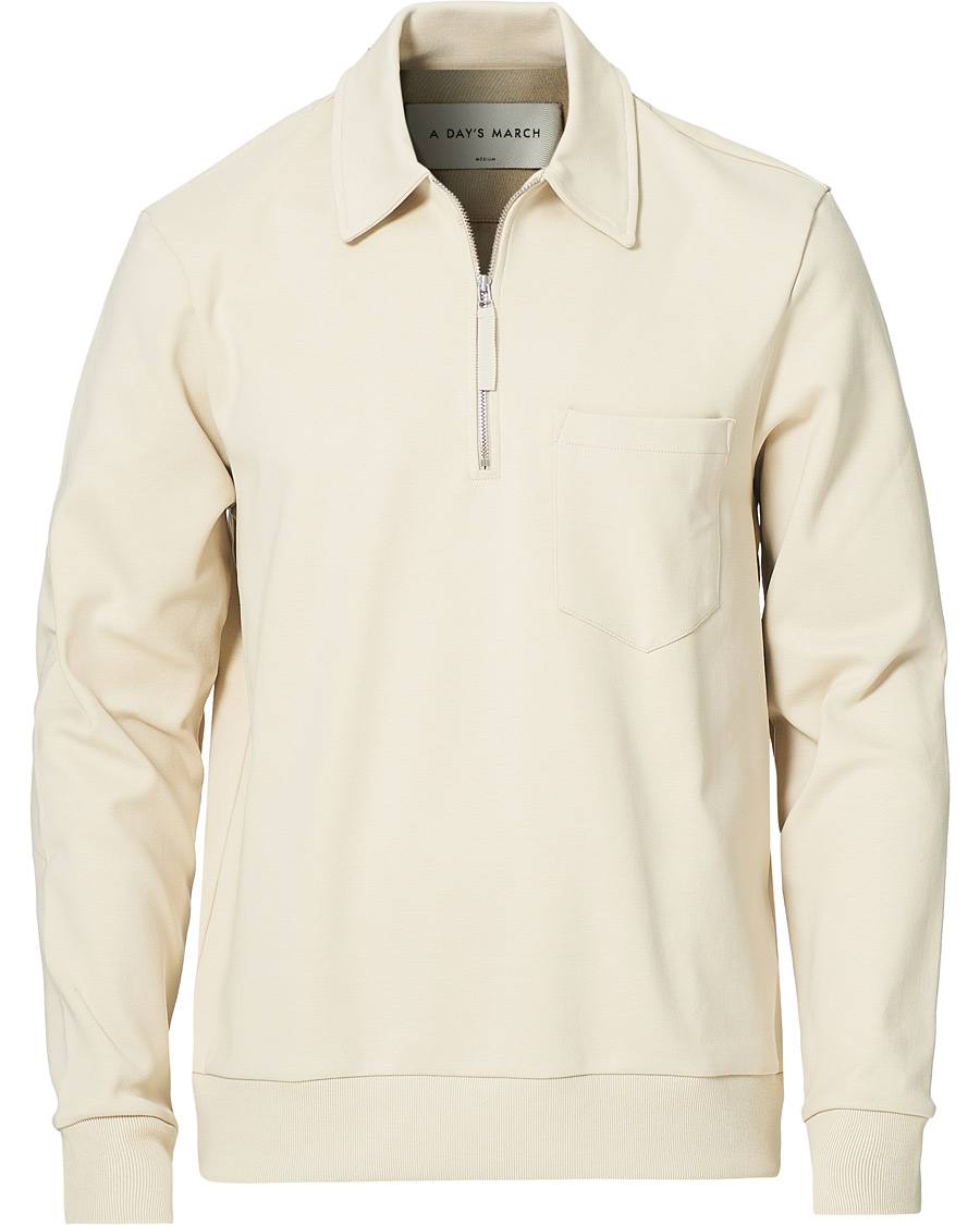 Herren | Pullover | A Day's March | Cabot Half-Zip Polo Sweater Sand