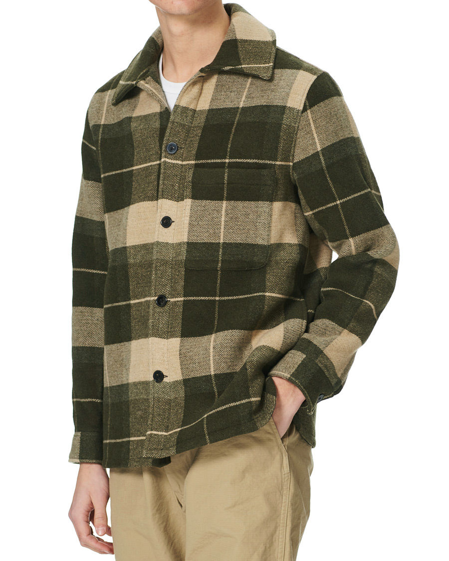 Herren | Jacken | A Day's March | Epernay Checked Wool Overshirt Moss Checked