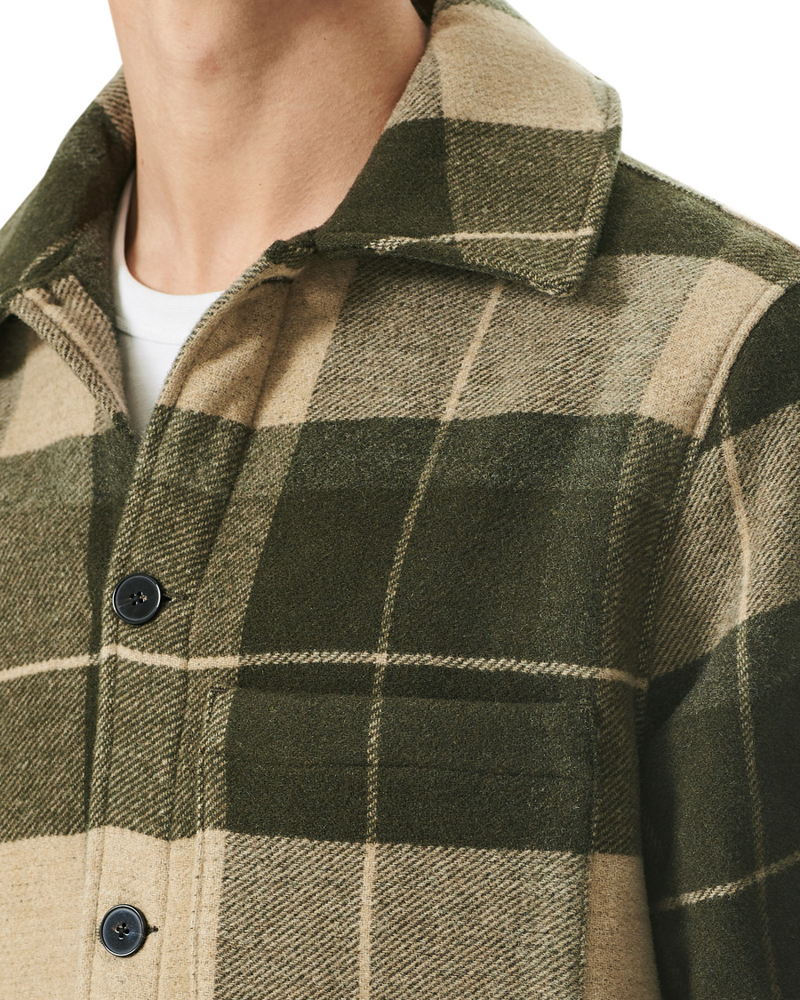 Herren | Jacken | A Day's March | Epernay Checked Wool Overshirt Moss Checked