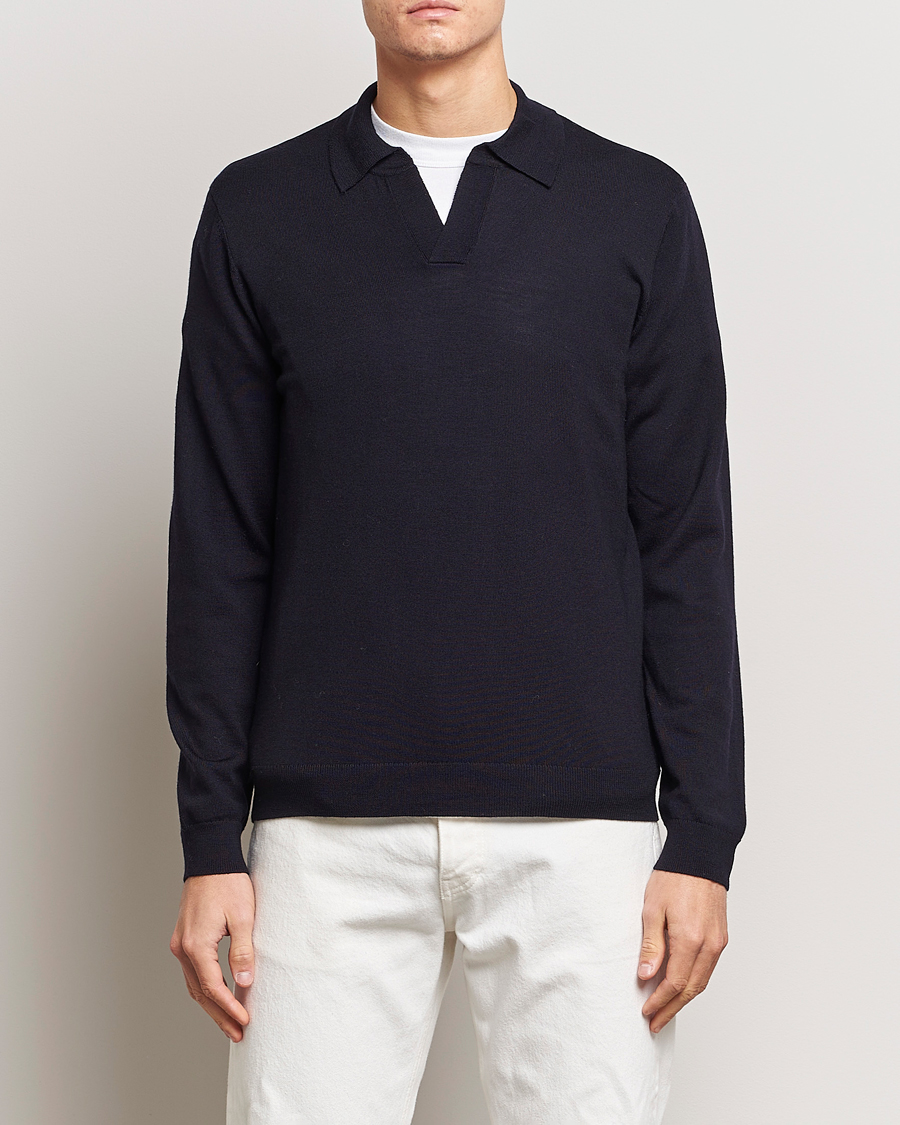 Herren | Pullover | A Day's March | Manol Merino Polo Navy