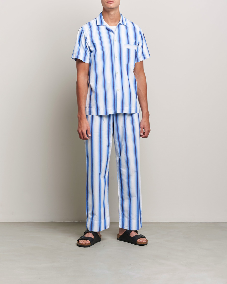 Herren | Schlafanzüge & Bademäntel | Tekla | Poplin Pyjama Short Sleeve Shirt Blue Marquee