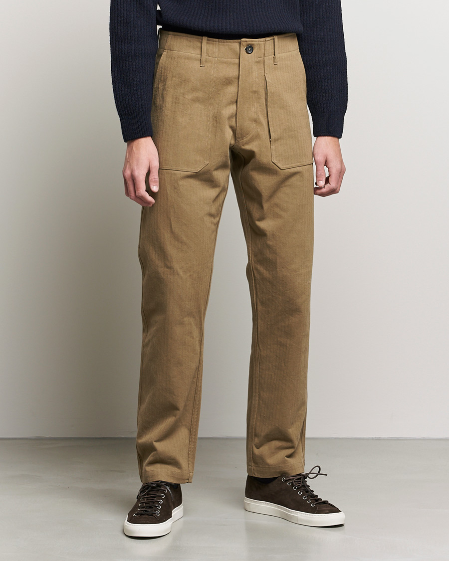 Herren | Hosen | Private White V.C. | Maker´s Cotton Herringbone Trousers Sand