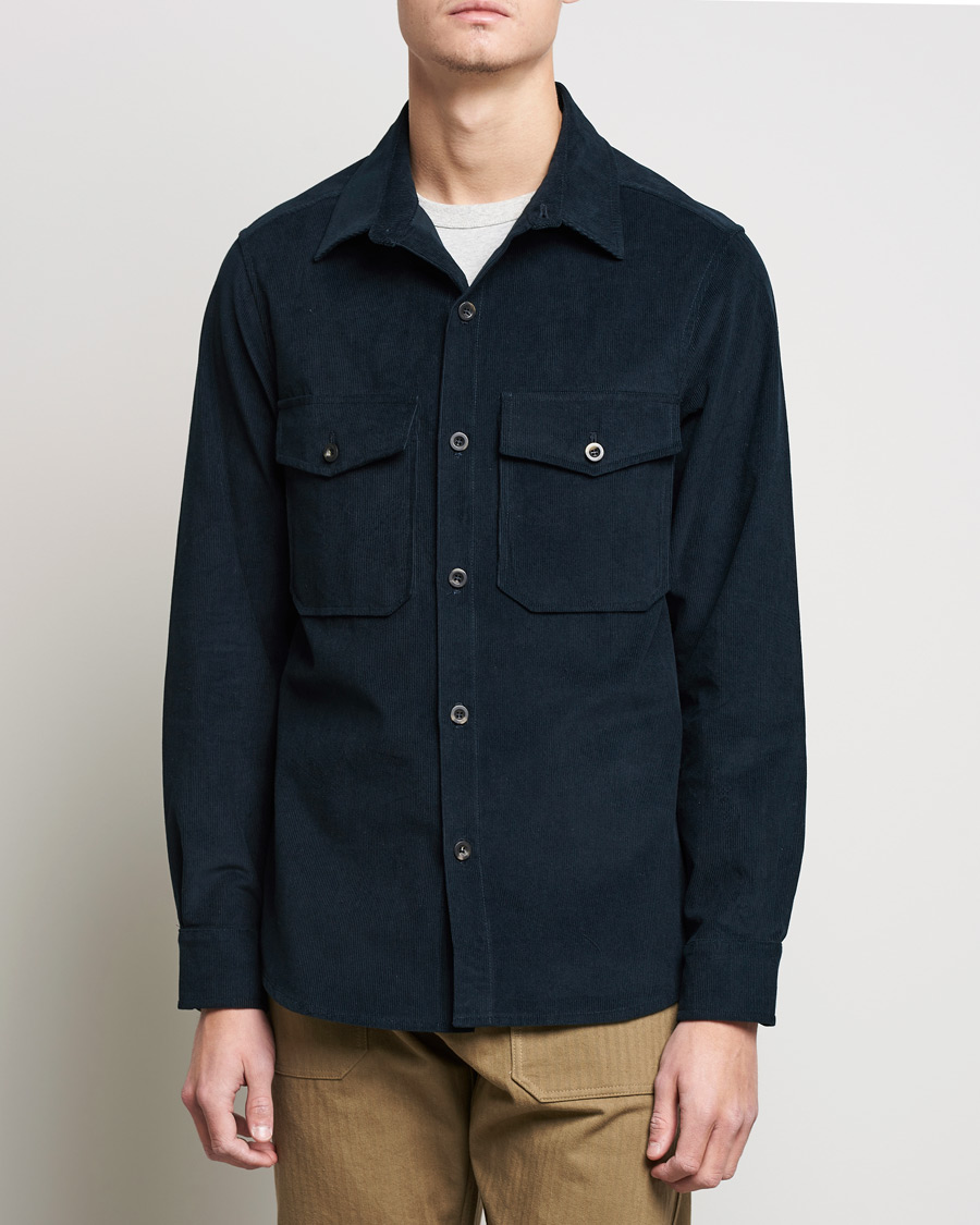 Herren | Hemden | Private White V.C. | Patch Pocket Corduroy Overshirt Midnight