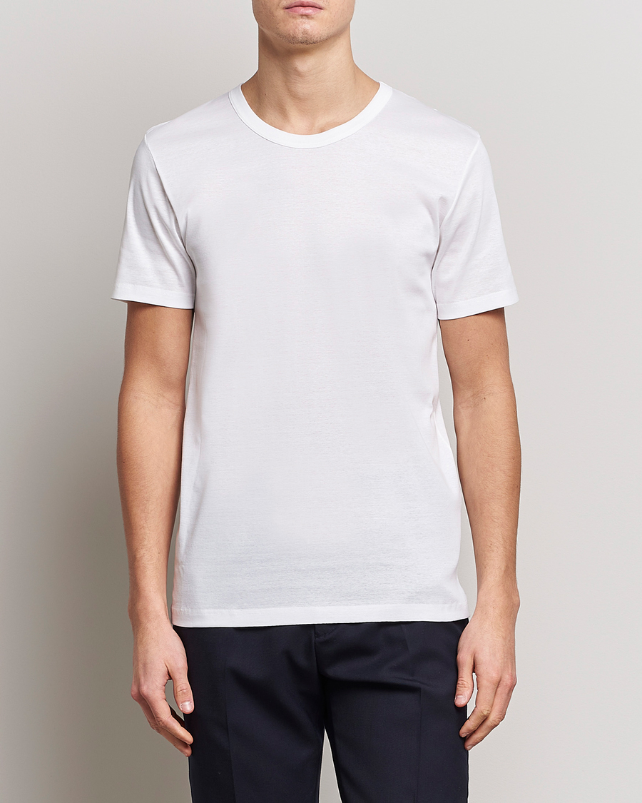 Herren |  | Zimmerli of Switzerland | Mercerized Cotton Crew Neck T-Shirt White