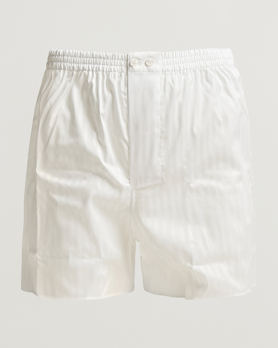 Herren | Unterwäsche | Zimmerli of Switzerland | Mercerized Cotton Boxer Shorts White Stripes