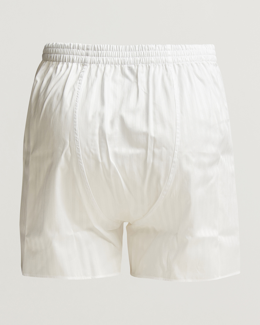 Men |  | Zimmerli of Switzerland | Mercerized Cotton Boxer Shorts White Stripes