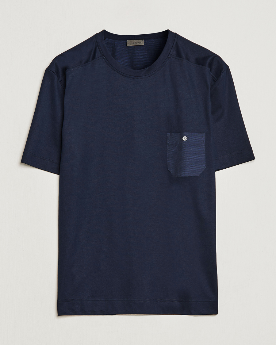 Herren | Pyjama Oberteile | Zimmerli of Switzerland | Cotton/Modal Crew Neck Loungwear T-Shirt Midnight