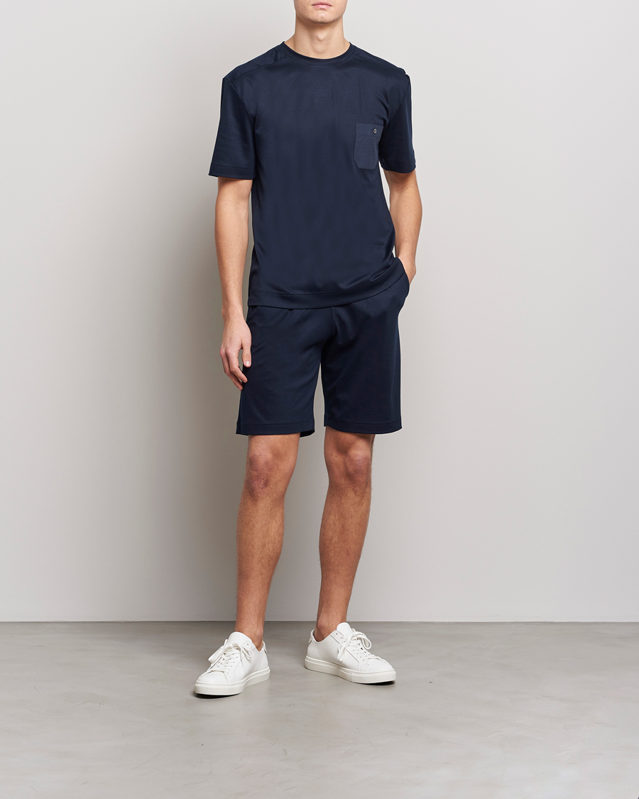 Herren | Schlafanzüge & Bademäntel | Zimmerli of Switzerland | Cotton/Modal Crew Neck Loungwear T-Shirt Midnight
