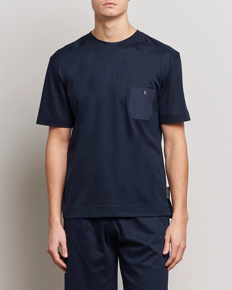 Herren |  | Zimmerli of Switzerland | Cotton/Modal Crew Neck Loungwear T-Shirt Midnight