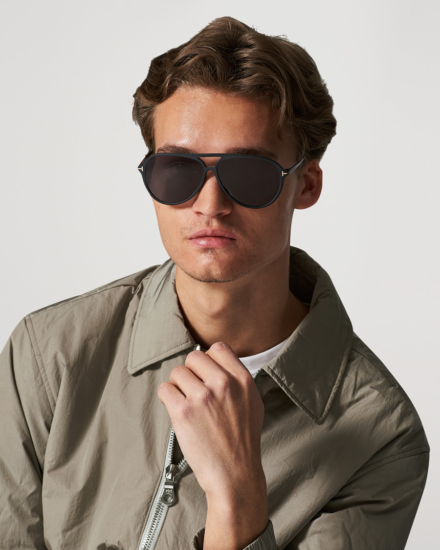 Herr | Solglasögon | Tom Ford | Samson Polarized Sunglasses Matte Black/Smoke