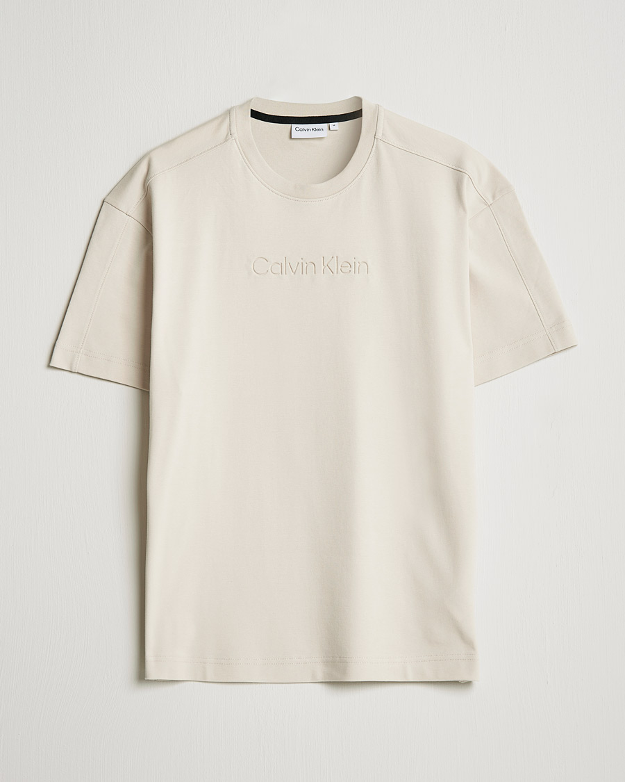 Herren | T-Shirts | Calvin Klein | Debossed Logo Crew Neck Tee Stony Beige