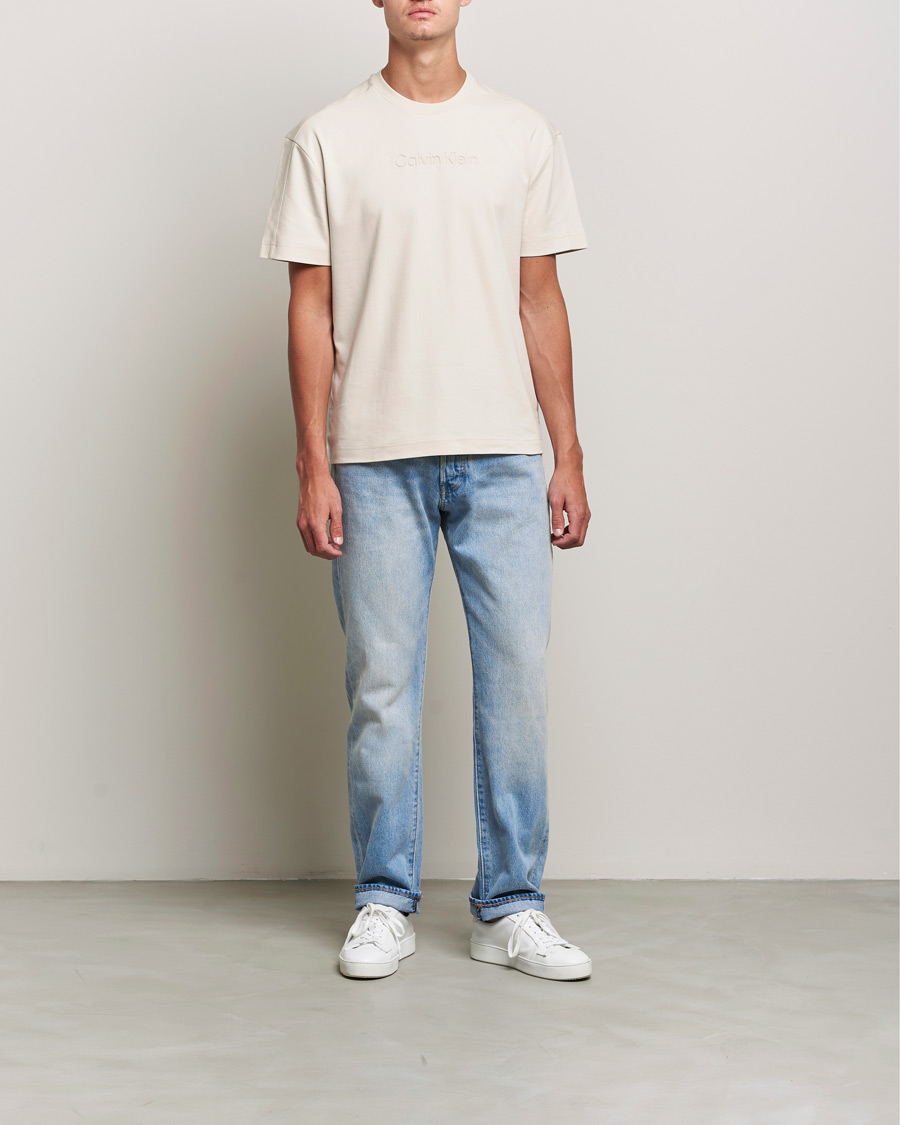 Herren | T-Shirts | Calvin Klein | Debossed Logo Crew Neck Tee Stony Beige