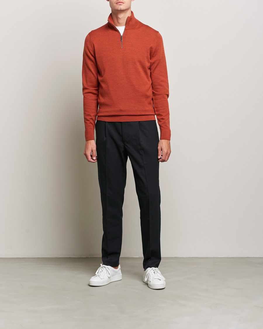 Herren |  | Calvin Klein | Superior Wool Knitted Half Zip Gingerbread Brown