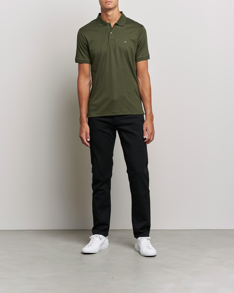 Herren | Poloshirt | Calvin Klein | Slim Fit Smooth Cotton Polo Dark Olive