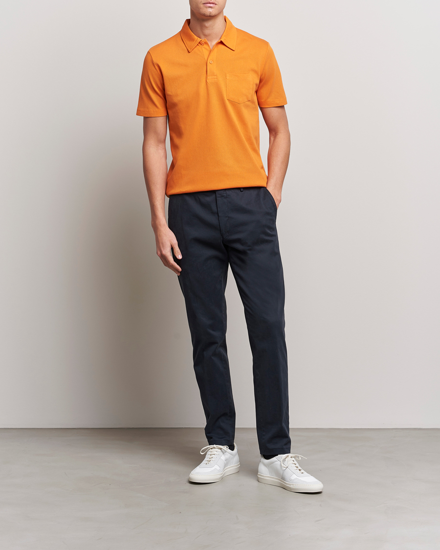 Herren | Exklusiv bei Care of Carl | Sunspel | Riviera Polo Shirt Flame Orange