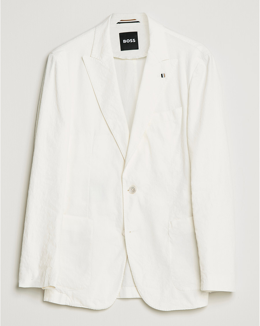 Herren | Sakkos | BOSS BLACK | BOSS Hanry Linen Peak Lapel Blazer White