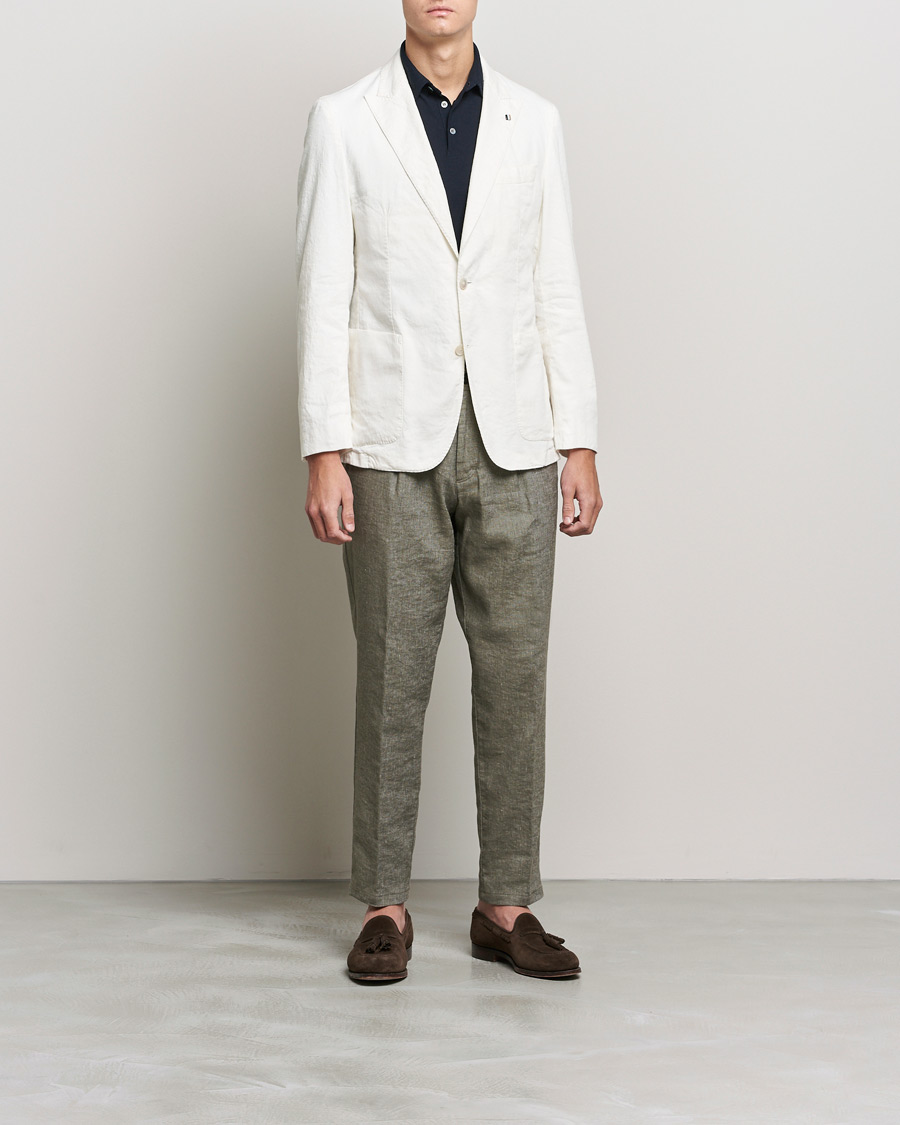 Herren | Sommer-Styles | BOSS | Hanry Linen Peak Lapel Blazer White