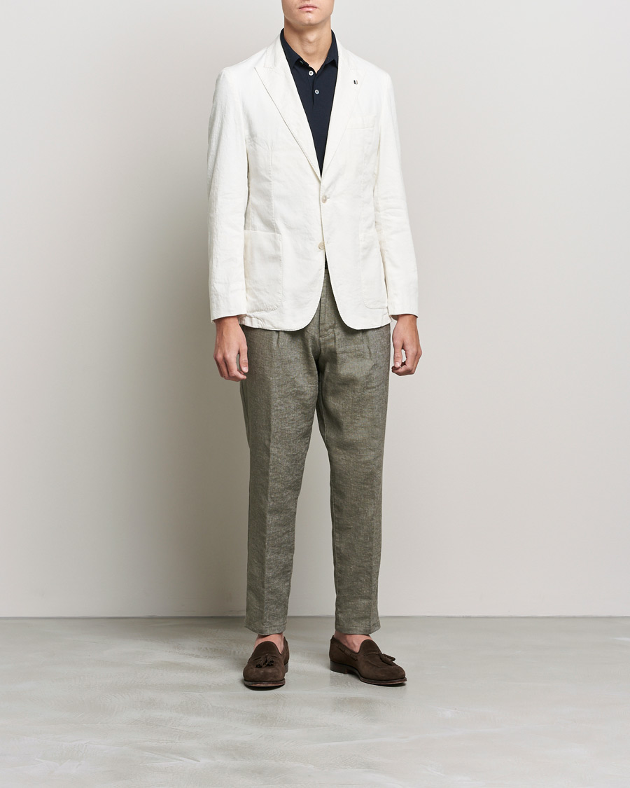 Herren | Sakkos | BOSS BLACK | BOSS Hanry Linen Peak Lapel Blazer White
