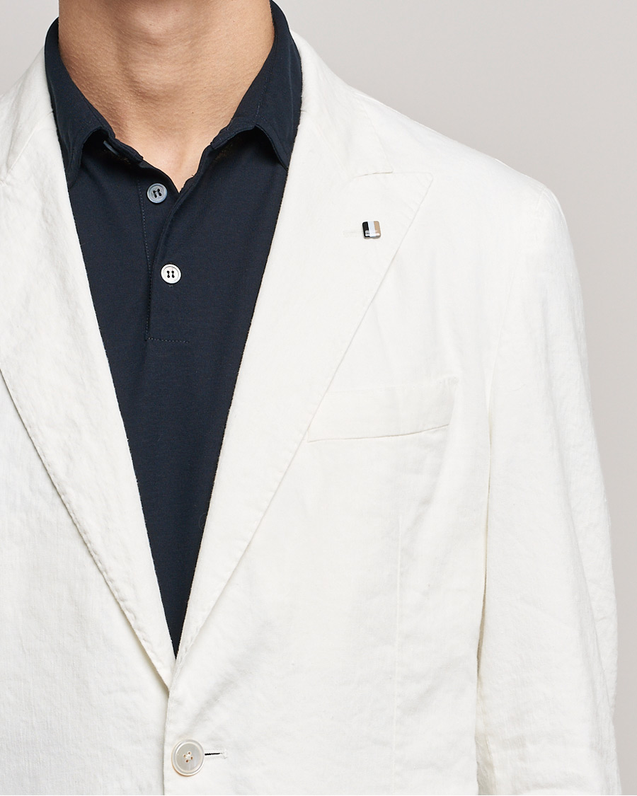 Herren | Sakkos | BOSS BLACK | BOSS Hanry Linen Peak Lapel Blazer White