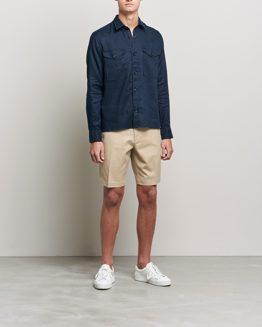 Herren | Hemden | BOSS | Lico Linen Overshirt Dark Blue