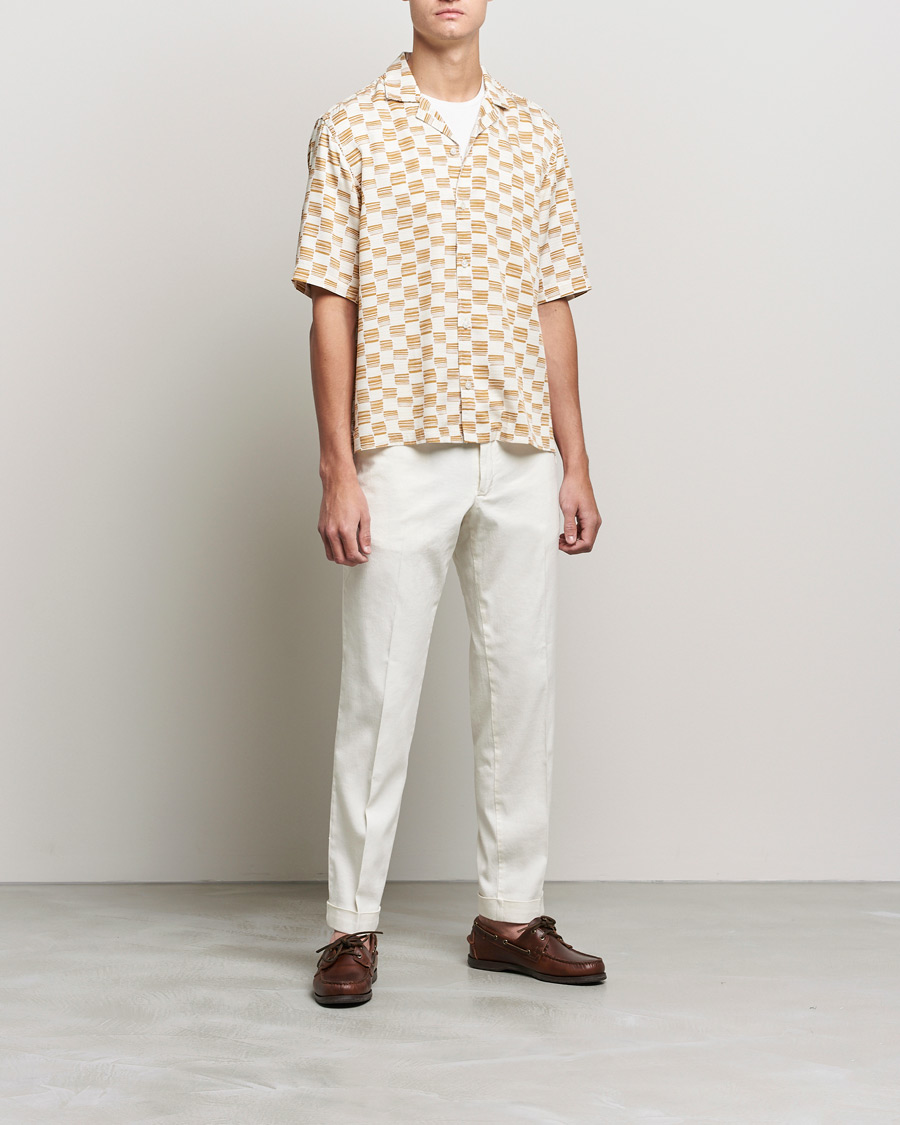 Herren | Hemden | BOSS | Lars Printed Resort Collar Short Sleeve Shirt Open Beige
