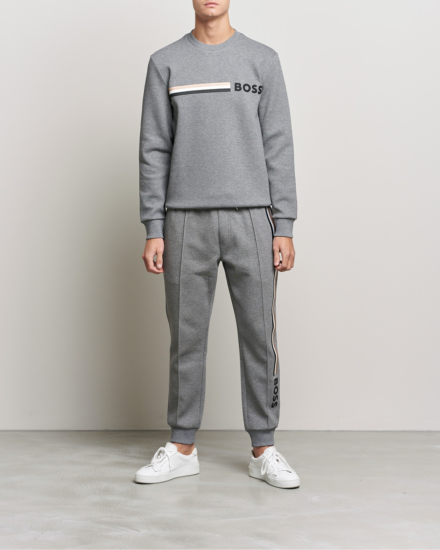 Herren | Graue Sweatshirts | BOSS | Stadler Logo Crew Neck Sweatshirt Medium Grey