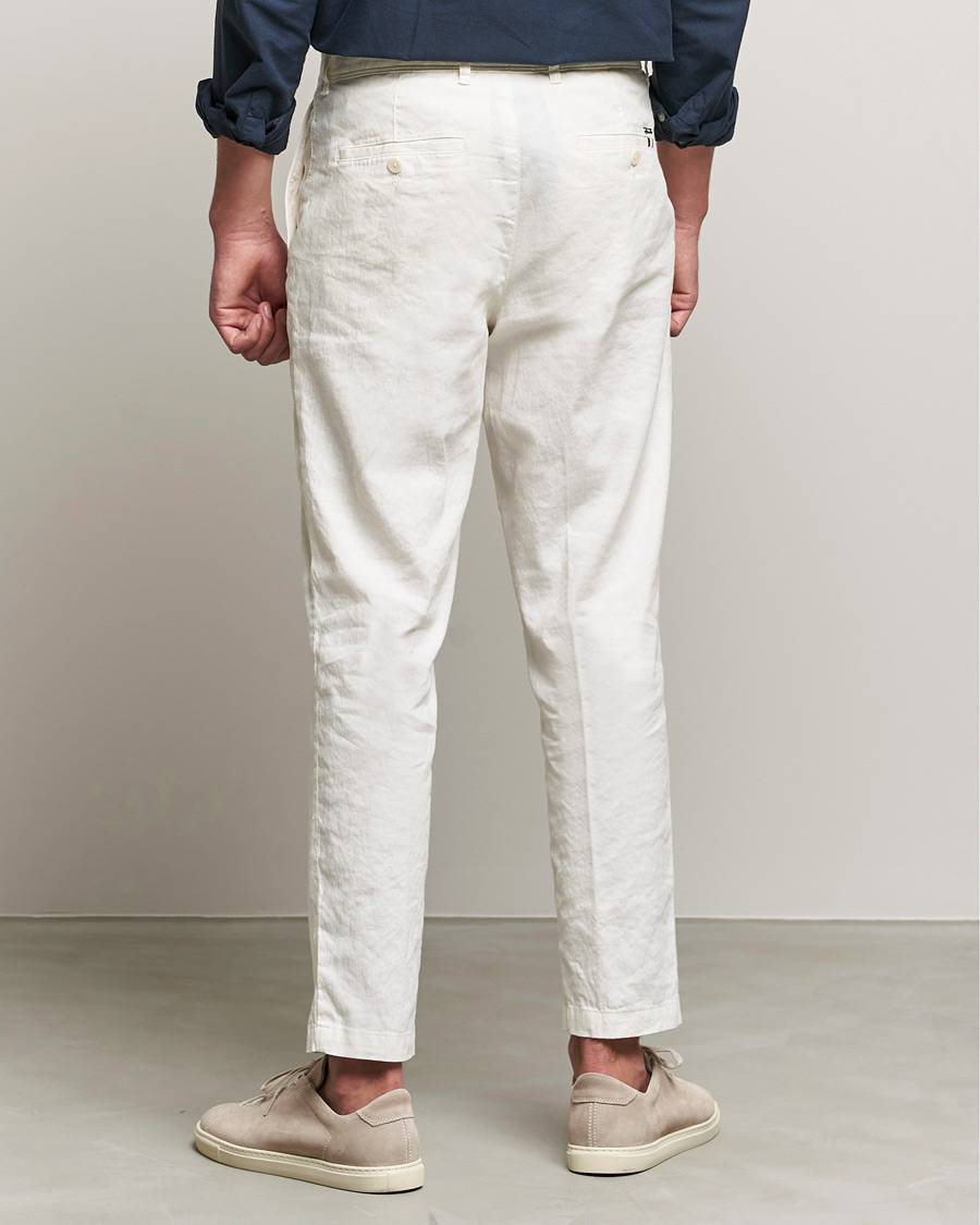 Herren | Hosen | BOSS BLACK | BOSS Perin Linen/Cotton Pleated Trousers White