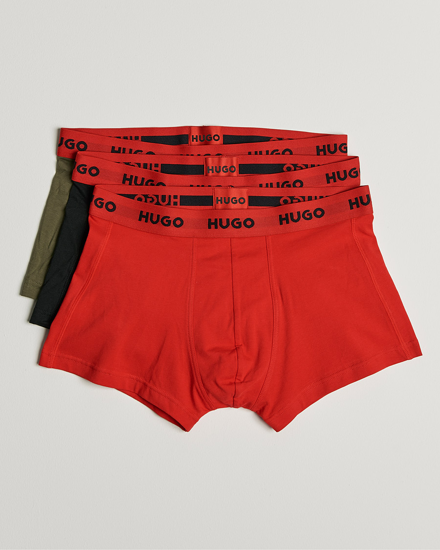 Herren | Unterwäsche | HUGO | 3-Pack Trunks Black/Green/Red