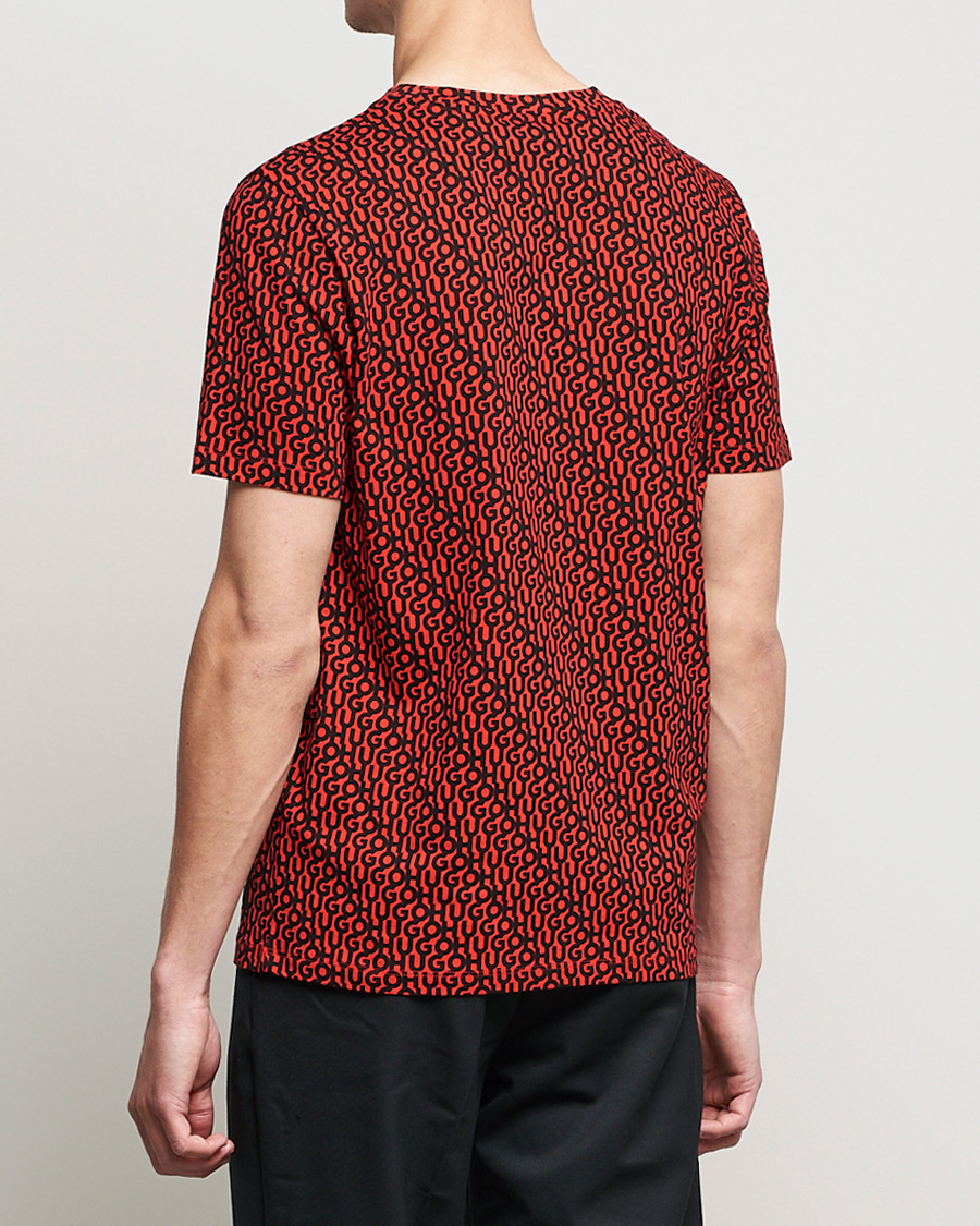 Herren | T-Shirts | HUGO | Dorton Monogram Print Crew Neck Tee Red