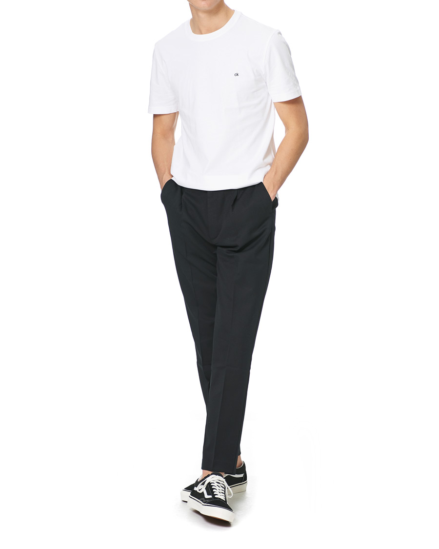 Herren | T-Shirts | Calvin Klein | Cotton Embroidery Logo Crew Neck T-Shirt White