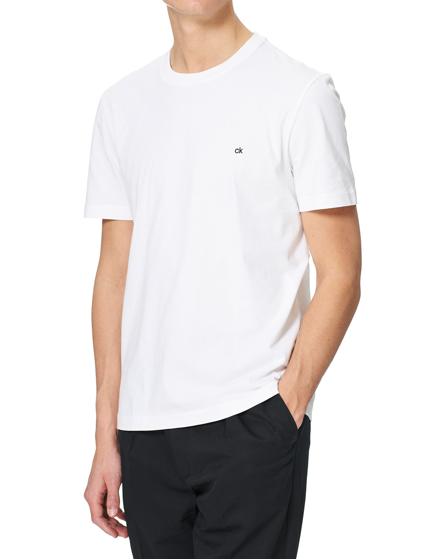 Herren | Calvin Klein | Calvin Klein | Cotton Embroidery Logo Crew Neck T-Shirt White