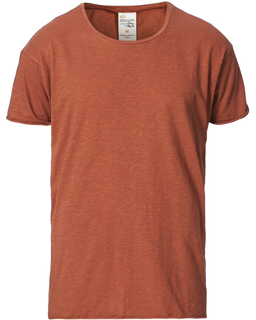 Herren | T-Shirts | Nudie Jeans | Roger Slub Crew Neck Tee Terra Red