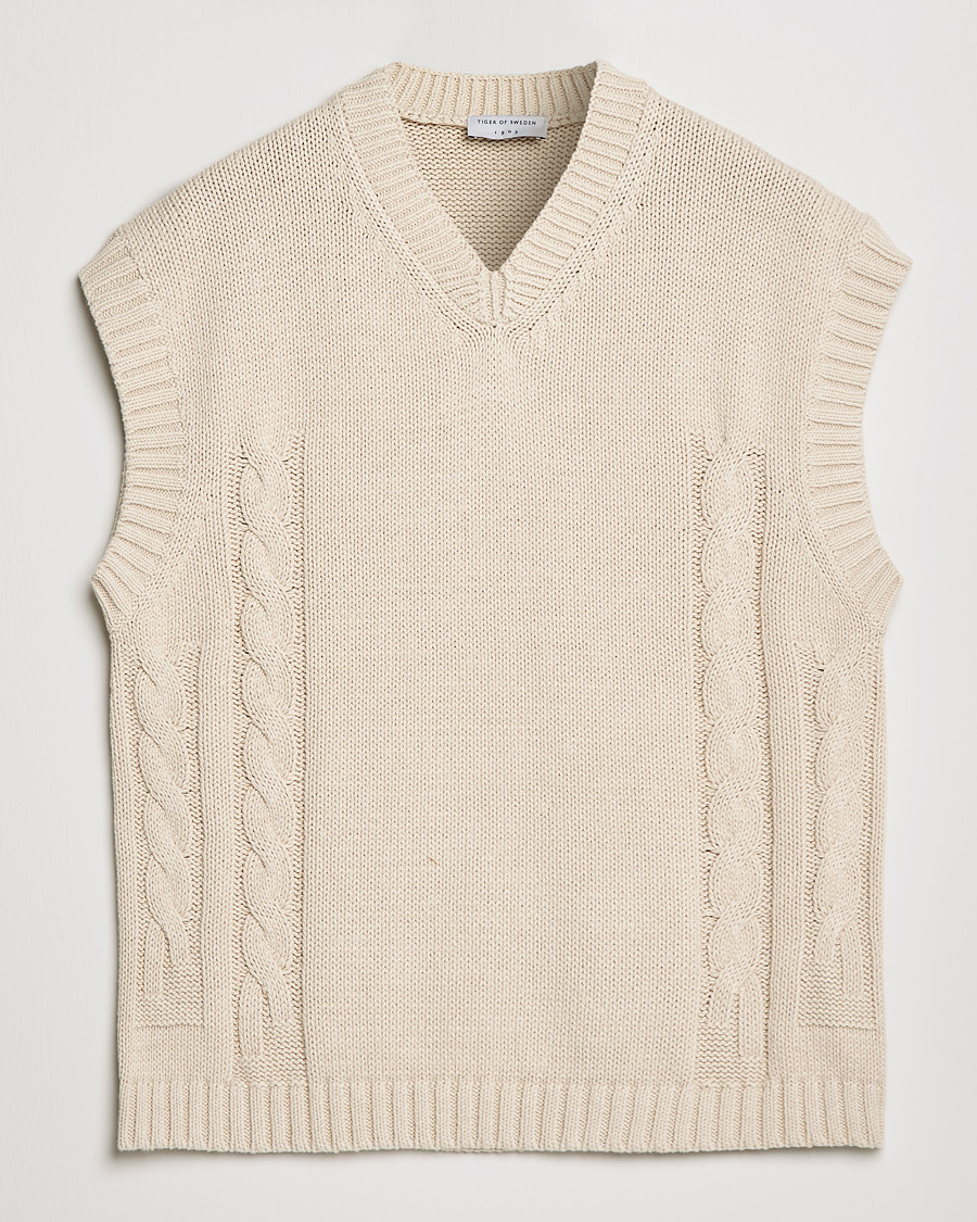 Herren |  | Tiger of Sweden | Bazyly Knitted Vest Cream Snow